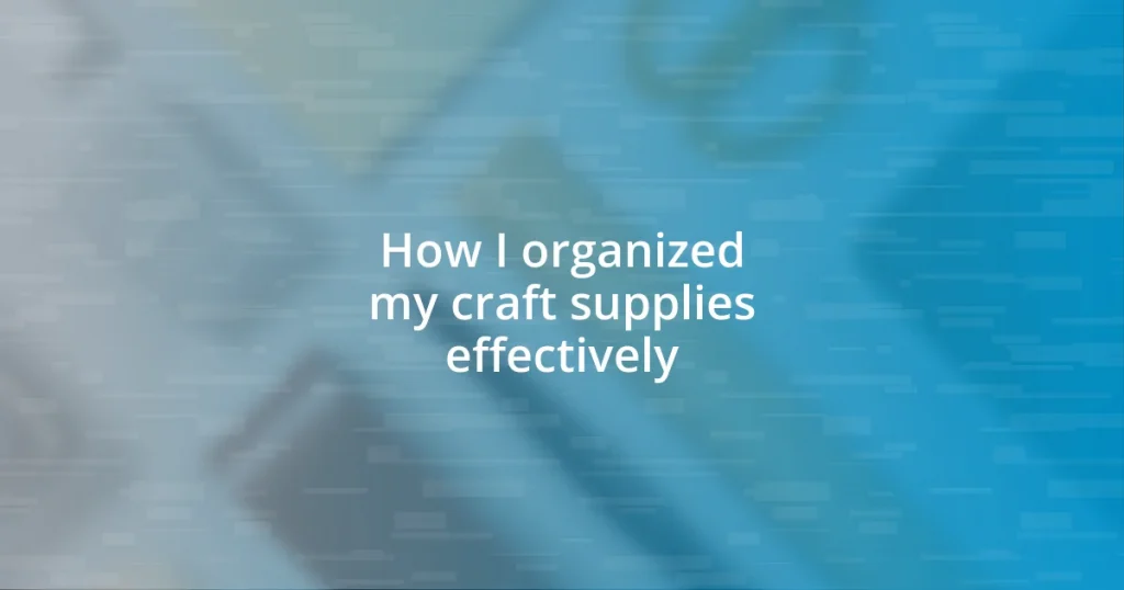 How I organized my craft supplies effectively