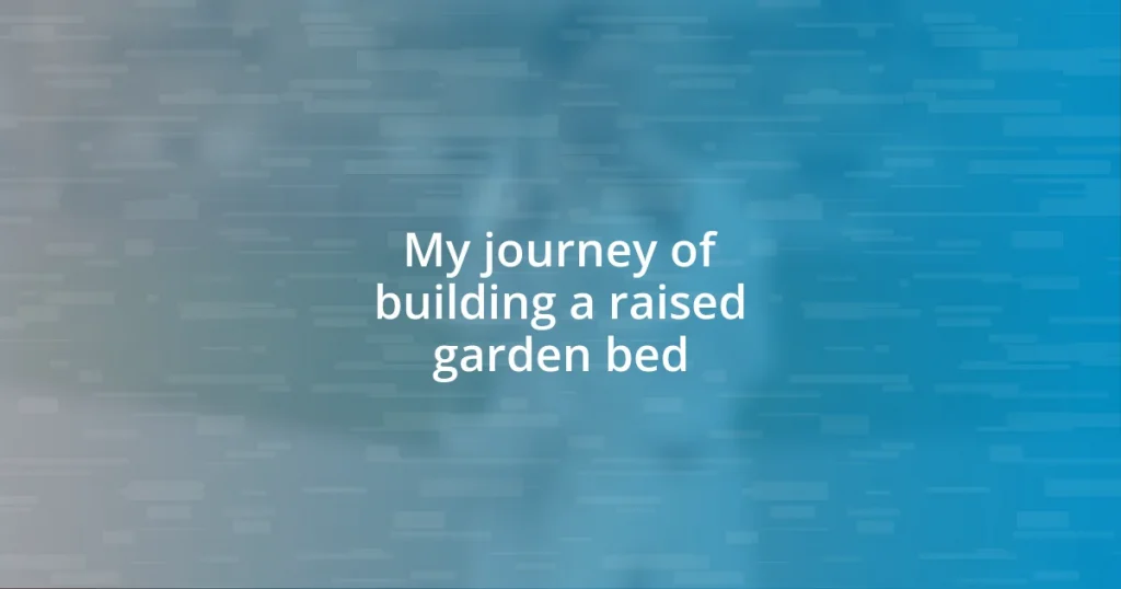 My journey of building a raised garden bed