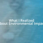 What I Realized About Environmental Impact