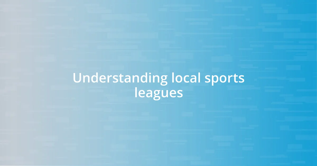 Understanding local sports leagues