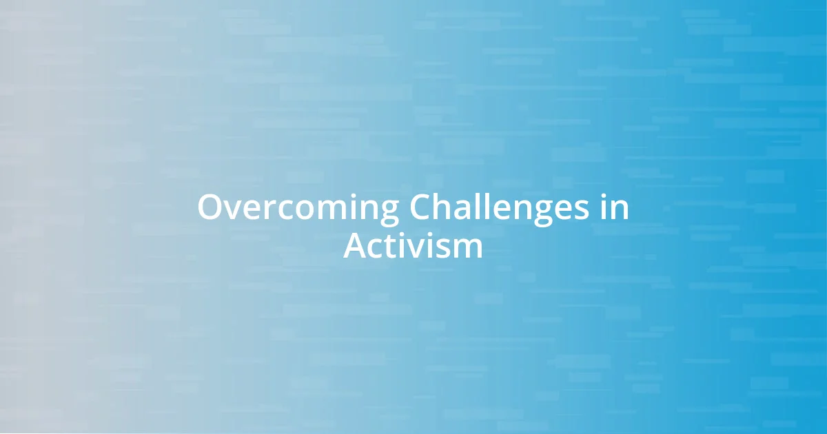 Overcoming Challenges in Activism