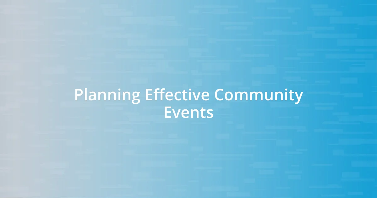 Planning Effective Community Events