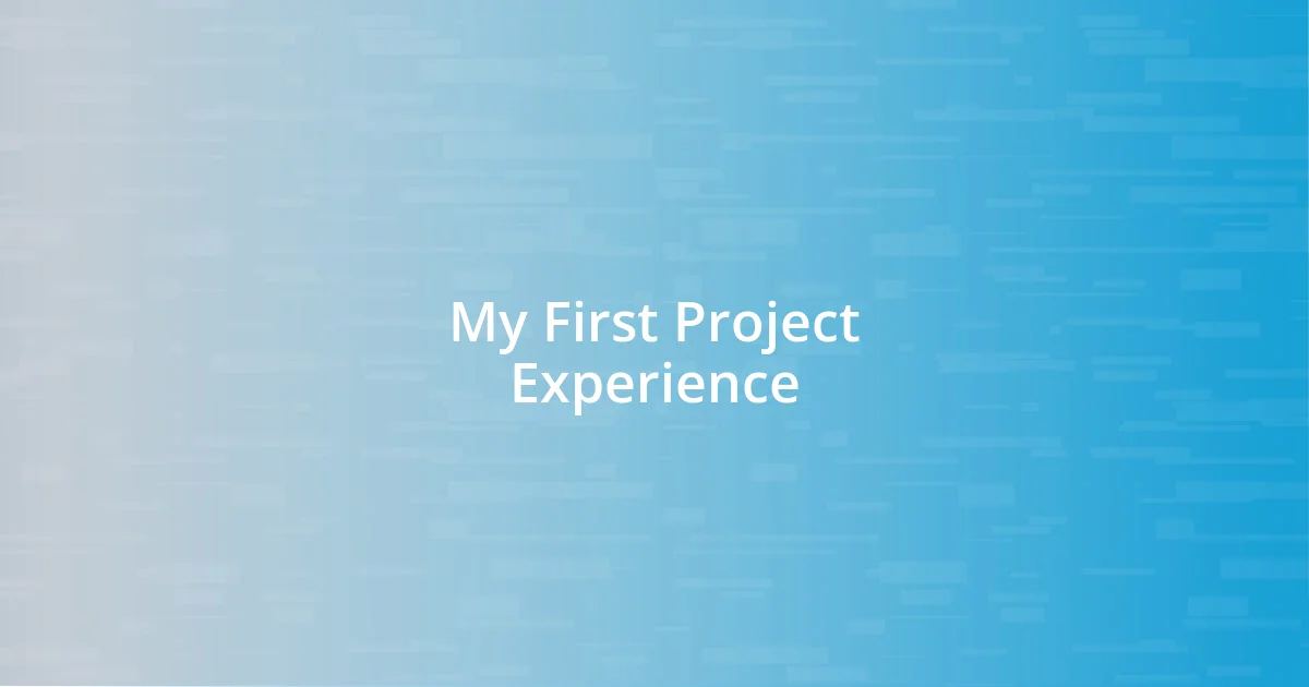 My First Project Experience