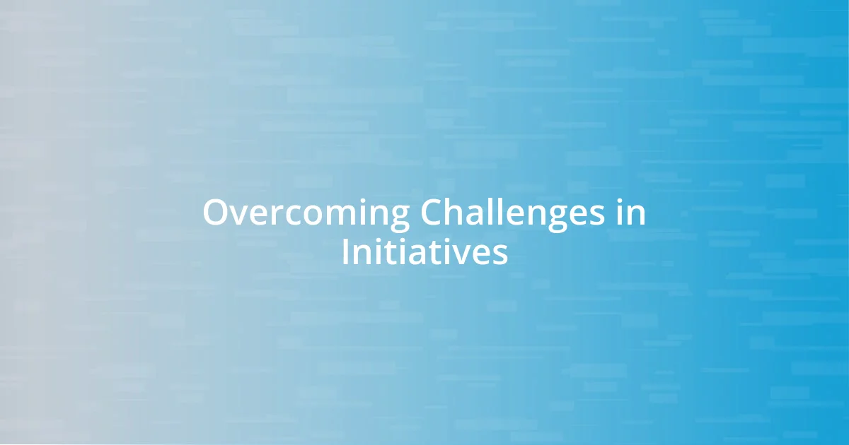 Overcoming Challenges in Initiatives